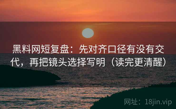 黑料网短复盘：先对齐口径有没有交代，再把镜头选择写明（读完更清醒）